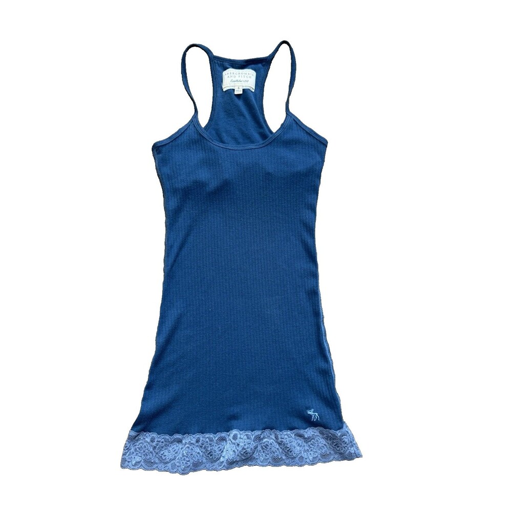 Y2K Vintage Abercrombie & Fitch Blue Racerback Tanktop Lace Layering Small Bella